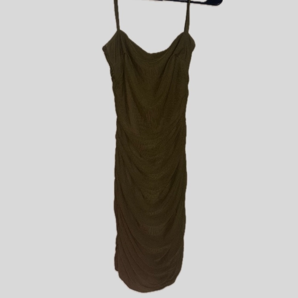 Princess Polly Olive Green Ruched Dress Size 4
